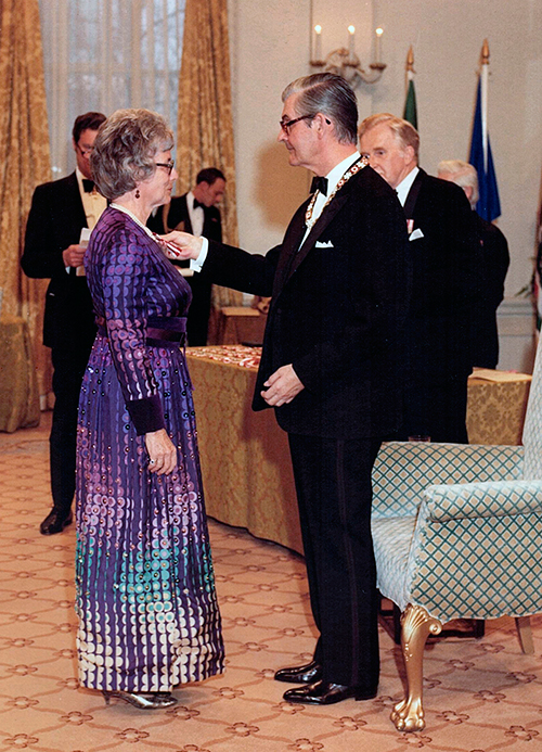 Gwen Black receiving the Order of Canada in 1974.