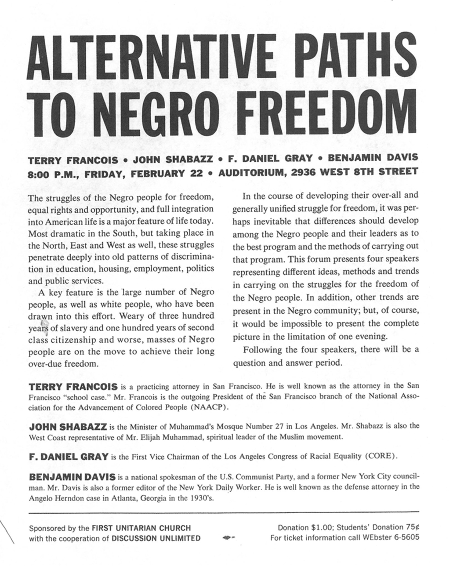Conference ad for 'Alternative Paths to Negro Freedom'.