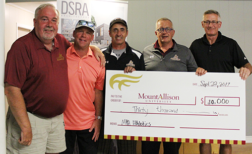 Norval McConnell with fellow 2017 MtA Homecoming Golf Classic organizers, raising money for Mount Allison Athletics.